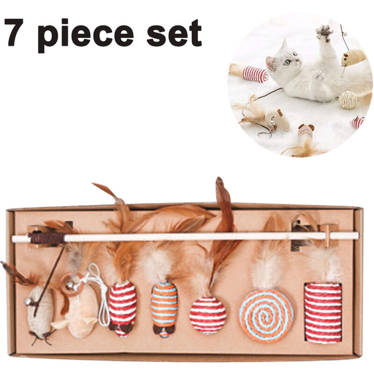 Seven Piece Gift Box for Cat Toys and Sticks, cat set
