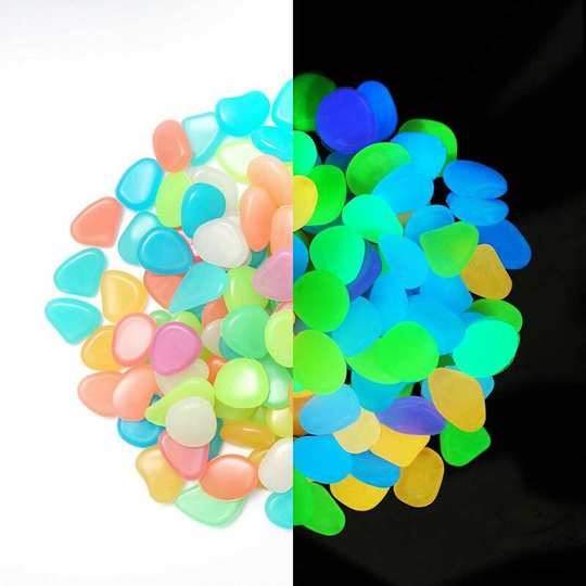 Kartokner - Glow In The Dark Pebble Stones Garden 300 Pieces Colorful Glow Stones For AquariumGlow Stones Garden Garden Decorative Stones Luminous