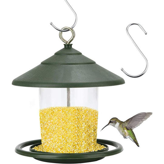 Wild Bird Feeders, Hanging Bird Feeder, Plastic Hanging Bird Feeder for Outdoor Balcony Clear (Green)