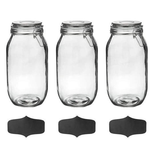 2000ml Preserving Jar with Airtight Clip Lid and Chalkboard Stickers