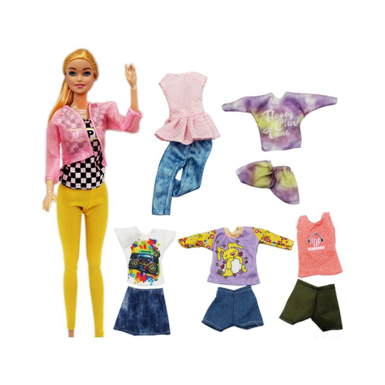 7-piece set of 30cm Barbie doll clothes Fashion suit New foreign trade toy skirt