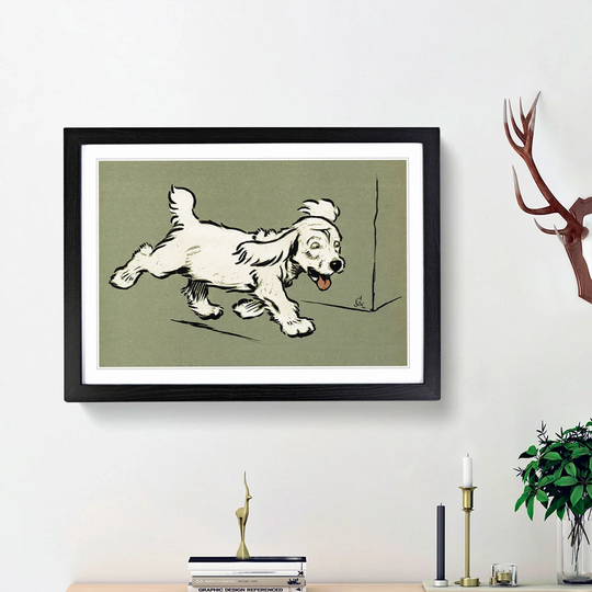 The White Puppy by Cecil Aldin - Picture Frame Painting Print