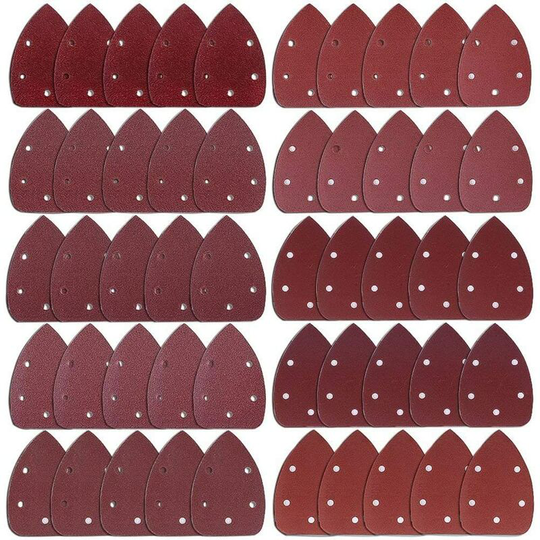 Litzee - 50 Pieces Mouse Detail Sander Sandpaper Sanding Paper Hook and Loop Assorted 40/ 60/ 80/ 100/ 120/ 180/ 240/ 320/ 400/ 800 Grits