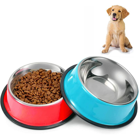 Perle Rare - Set of 2 Non-Slip Stainless Steel Puppy Cat Bowls