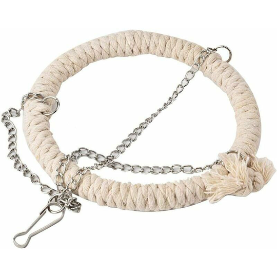 Parrot Training Toy White Cotton Rope Swing Wear-Resistant Hemp Rope Easy Installation with Durable Hooks for Home Pet Birds