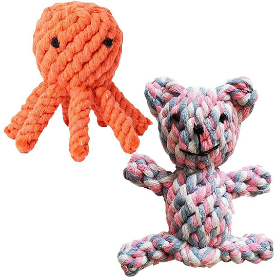 Pet Chewing Teeth Sticks, Small and Medium-Sized Dogs Training and Playing, Cleaning Teeth, Octopus Cotton Rope Bear Weaving