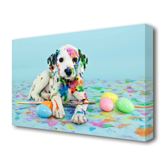 Dalmation Puppy Paint Party Wild Life - Wrapped Canvas Photograph Print