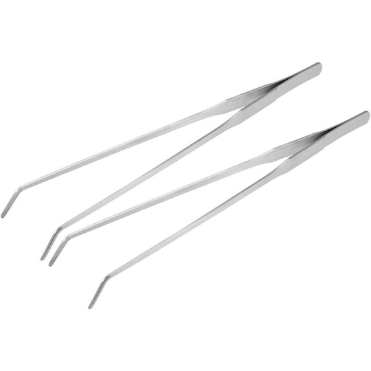 Aquarium Curved Tweezers 10.6 Inch Stainless Steel Extra Long, Fish Tank Aquatic Plants Clip, 2 Pack