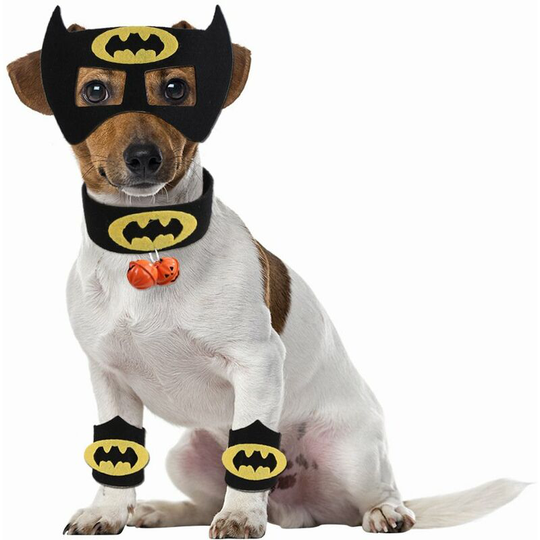 Halloween Pet Costumes Cloak with Magician Tie Hat Dog Bandanas Pet Scarf Costume Accessories (Bat Costume)