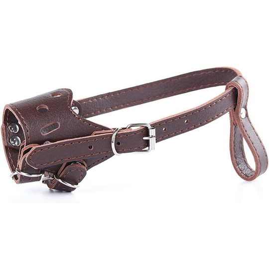 Dog Muzzle Anti Bark Muzzle for Small Large Dogs Adjustable Leather Dog Muzzle - Size XL - Brown