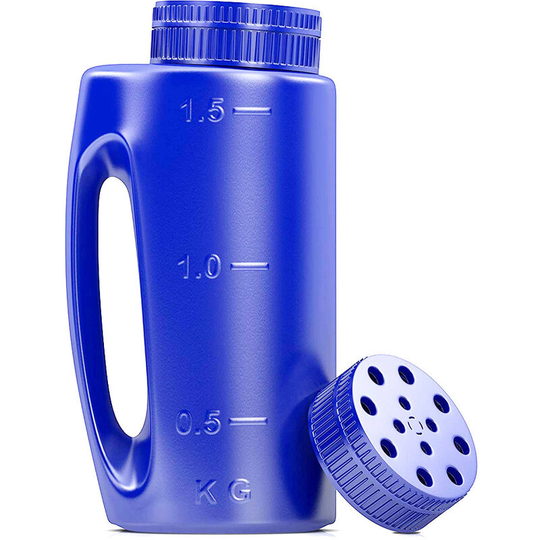 Spreader Hand Held with Adjustable Hole Size Handy for Fertiliser Lawn Seed Grit Rock Salt to Deice Insect repellent and More Heavy Duty - Comes with