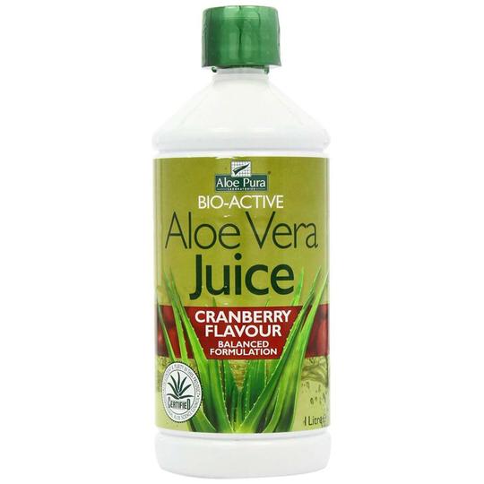 2 X 1 bottle of Aloe Pura Bio-Active Aloe Vera Juice Cranberry Flavour 1 Litre