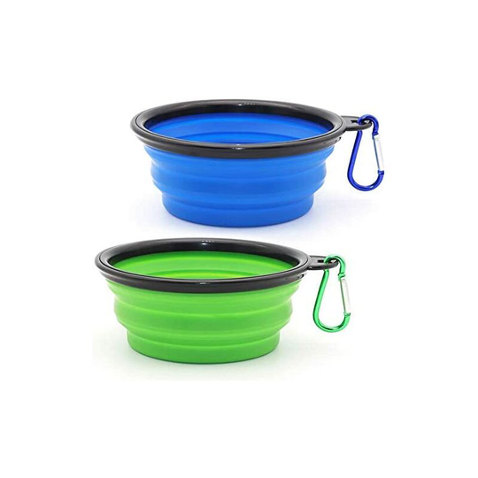 Collapsible Dog Bowl, 2 Pack Portable Feeder for Dog Pet Food Water Bowl for Dog Cat Expandable Pet Feeding Bowl with Hook for Traveling Camping and