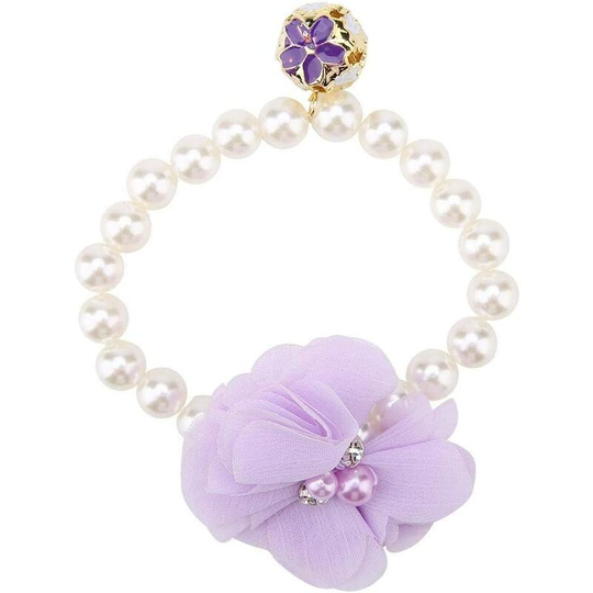 Pet Pearl Flower Necklace Princess Necklace Collar Accessories for Puppy Decoration