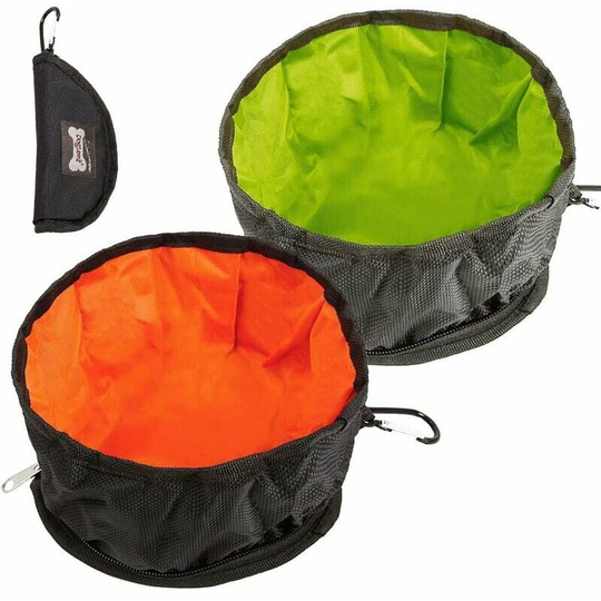 Bearsu - Collapsible Travel Dog Bowls - Lightweight, Collapsible with Zipper - For Small and Large Pets, Cats, Food, Water and Travel, Black/Grey.