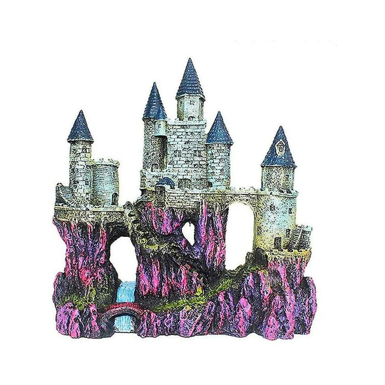 Woosien - Castle aquarium decoration hand painted with realistic details 9.8 inches high fish tank ornaments small fish shelters b