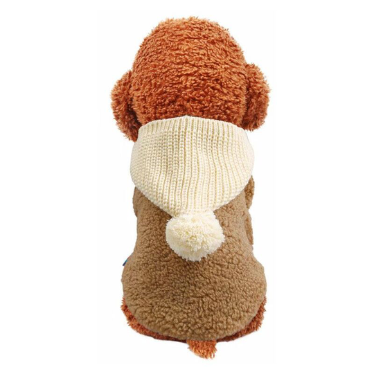 Pet clothes Vest winter warm pet clothes hat cat clothes autumn and winter plus velvet dog clothes Vest brown