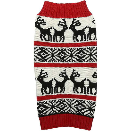 Dog Reindeer Holiday Pet Clothes Sweater for Dogs Puppy Kitten Cats, Classic Red, Autumn Winter Warm Christmas Snowflake Fawn Dog Hair Clothes(1