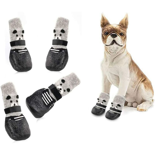 Dog Socks, Anti Slip Dog Socks, Dog Protection Socks, Dog Socks, Dog Shoes, Dog Boots, Traction Control for Small Dogs, Waterproof (S, Black)