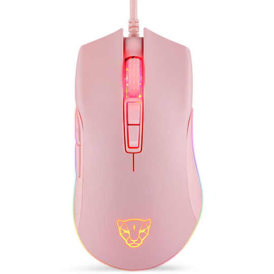 V70 usb Wired Gaming Mouse rgb Mouse Ergonomic Design 8-gear Adjustable dpi Wide Compatibility Pink, Pink - Pink - Motospeed
