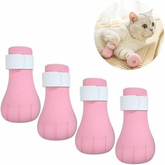 4pcs Anti-Scratch Cats Foot Shoes Boots Silicone Pet Grooming Scratching Retainer Booties Cats Claws Cover Protector