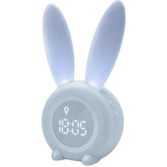 Cute Rabbit Shaped Induction Morning Alarm Clock, Intelligent Automatic Breathing Light Adjustment, Automatic Time/Date/Temperature Display, Voice