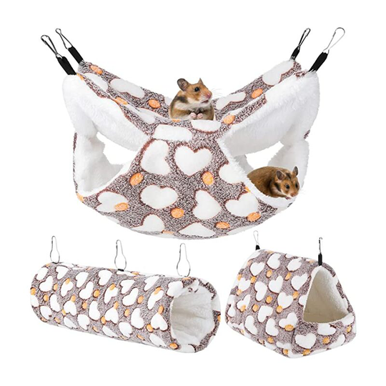 Ilovemilan - 3 Pieces Small Pet Cage Accessories Small Pet Cage Hammock Hanging Tunnel and Bed Hideout Set Guinea Pig Cage Bedding Hanging Bed Cage