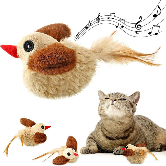 1 piece Bird Cat Grass Toys Interactive Plush Bird Cat Toy Interactive Plush Squeaky Bird Cat Toy, Pet Chirping Toys
