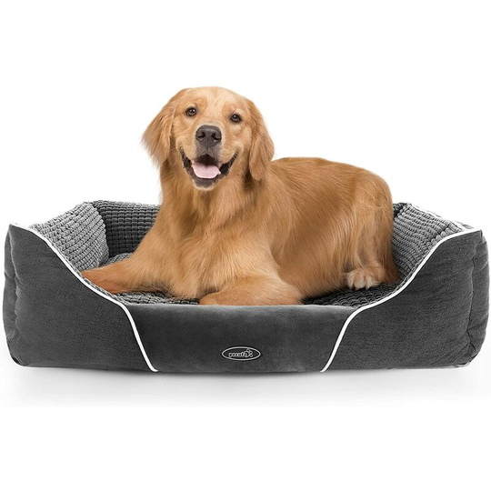 Pecute Plush Pet Bed for Medium Dogs,Soft Comfy Washable Dog Bed with Removable Cushion(Grey,80 * 66 * 23cm)