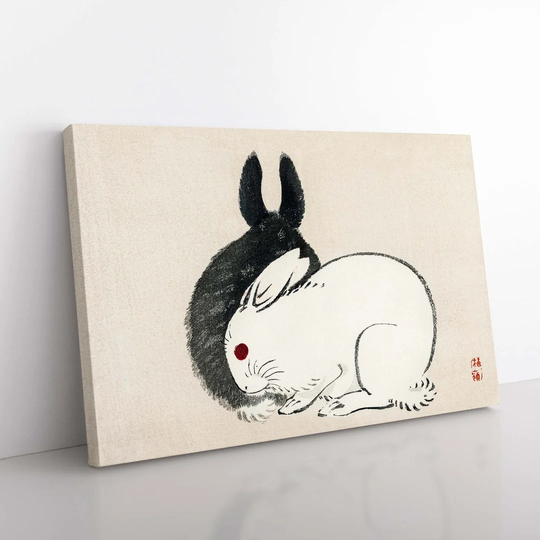 Rabbit by Kono Bairei - Wrapped Canvas Painting