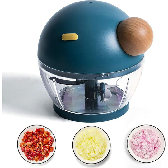 Manual Food Chopper, Manual Fruit and Vegetable Chopper with 3 Stainless Steel Blades, Mini Blender with Rope for Vegetables, Meats, Nuts, Onions