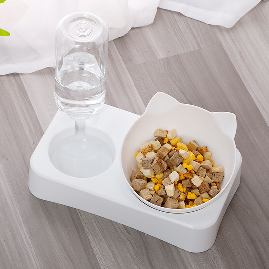 A set of 2, food bowl and water bowl, automatic water dispenser with food bowl, suitable for small and medium sized dogs and cats