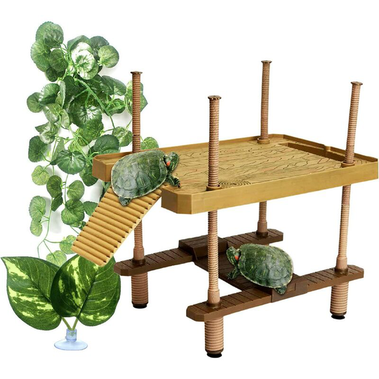 Hiasdfls - Turtle Frog Floating Platform, Aquarium Rest Platform, Turtle Floating Platform with Ramp Ladder, for Amphibian Turtle Tank Aquarium