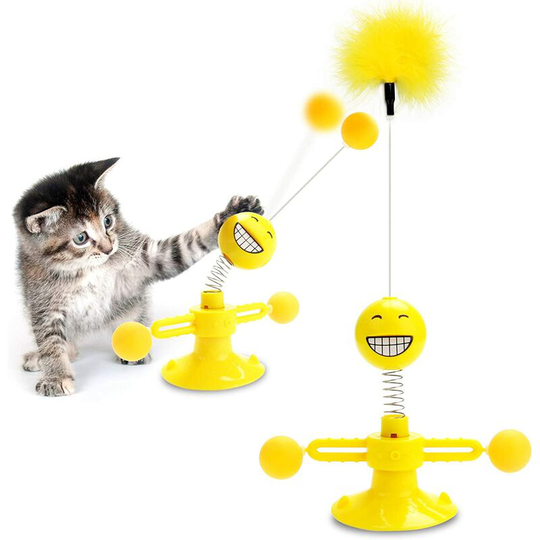 Cat Toy for Cat Feather Interactive Cat Toy Educational Cat Toy Health Material Powerful Suction Cup Boost Cat iq Balance Swing Cat Toys Feather Stick