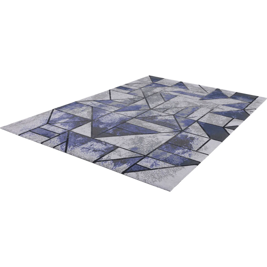 Angles Machine Woven Navy Blue Rug