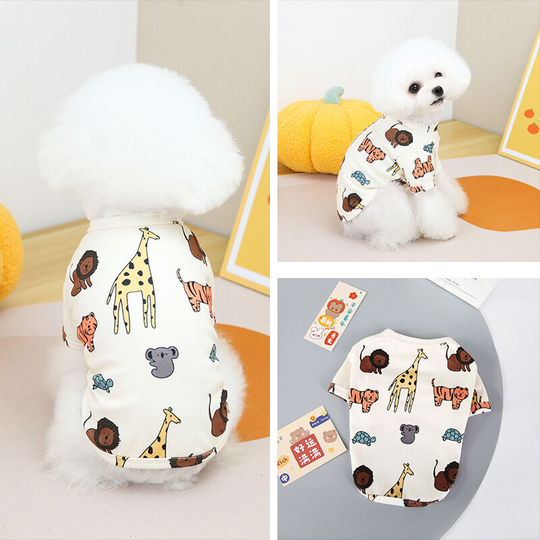 Spring and summer new pet comfortable kitten T-shirt animal print card love dog clothes casual love pet puppy clothing m (chest 37', neck 26', back