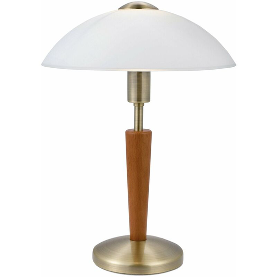 Loops - Table Lamp Bronzed Nut Touch On & Off Shade White Satin Glass Bulb E14 1x60W
