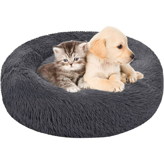 Plush Dog Cat Beds for Small Dogs Cats Round Calming Dogs Donut Cuddler Pet Cushion Anti Slip Warm Fluffy Sleeping Bed Machine Washable