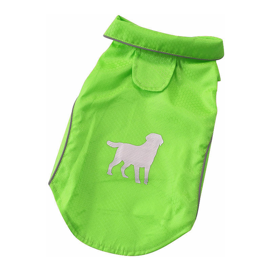 Pet Rain Coat, With Reflective Strip, Green, m