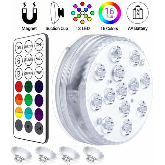 Thsinde - Set of 1 Submersible Lights Fountain Spa Infrared Wireless led Lights for Vase Base Flower Aquarium Pool Pond Wedding Party Bathtub
