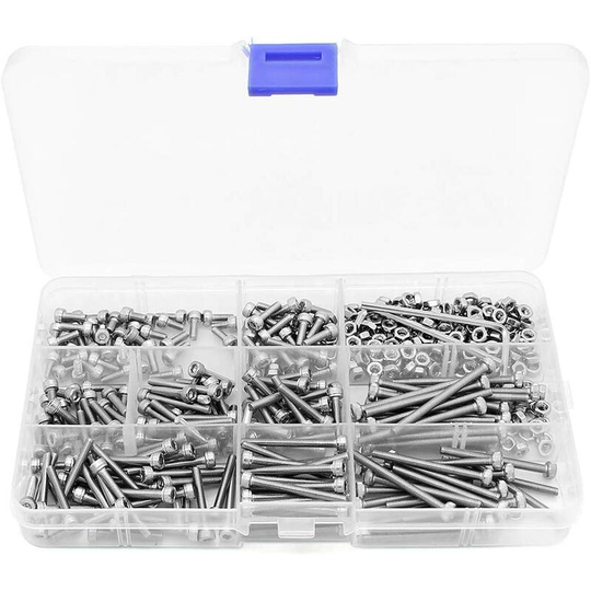 440PCS M3 Stainless Steel Hex Socket Button Head Cap Screws Bolts Nuts Assortment Kit + 2 wrenches