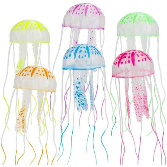 Denuotop - Ornamental Items Floating Artificial Silicone Luminous Jellyfish Realistic and Durable Lifelike Glowing Jellyfish Decoration Ornamental