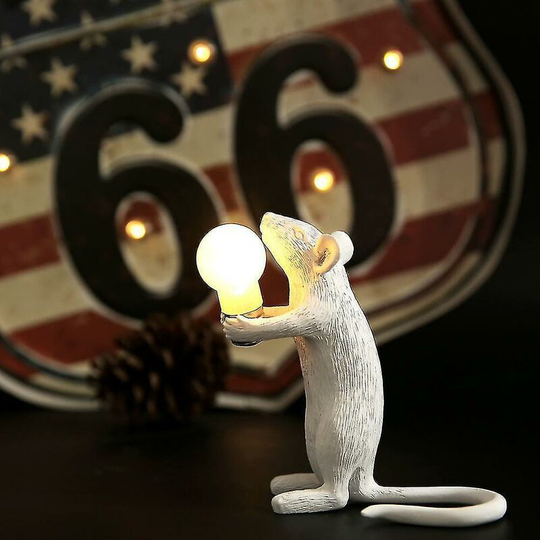 Deckon - Lamps modern led resin mouse table desk lamp night lights - Desktopdecor white a