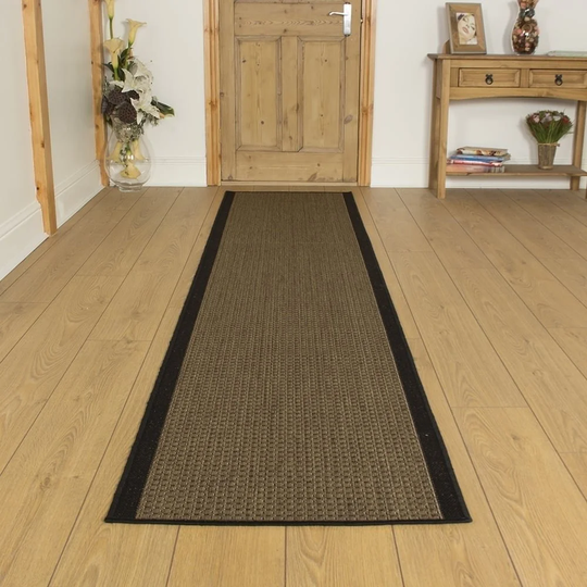 Bantom Flatweave Black Hallway Runner Rug
