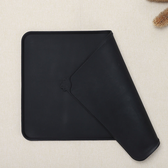 Pet Feeding Mat,Non Slip Waterproof Bowl Mat for Dog and Cat,47 x 30 cm,Black