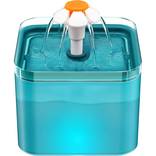 Cat Water Fountain, 2L Automatic Cat Dog Water Fountain, Quiet Water Dispenser with led Water Level Window and Activated Carbon Filter