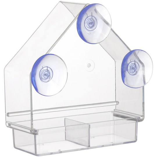 Bird Feeder with Super Strong Suction Cups Refillable Removable Tray Weather Proof