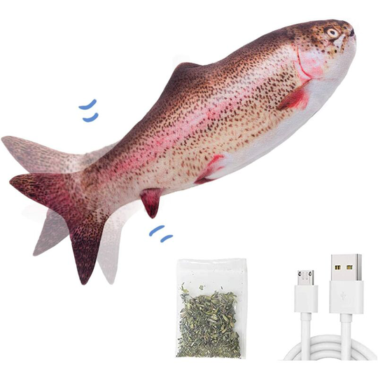 Electric Flopping Fish 10.5', Moving Cat Kicker Fish Toy, Floppy Fish Toy for Small Dogs, Wiggle Fish Catnip Toys, Motion Kitten Toy, Plush