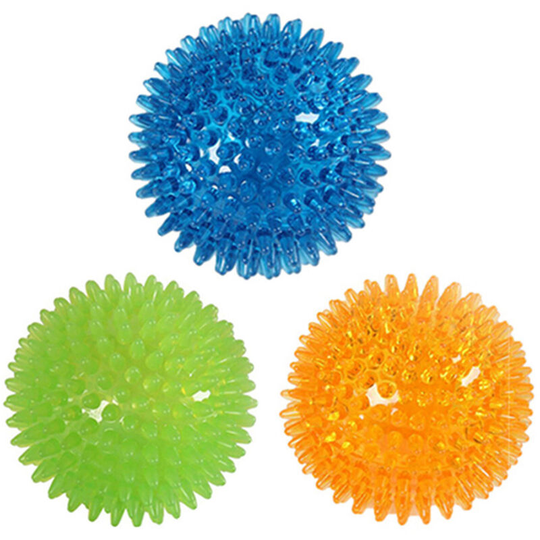 Dog Squeaky Balls Puppy Toys Chew Toys Built-in Squeaker Soft Spikes Bouncy Teeth Cleaning Interactive Ball Small size 3PCS