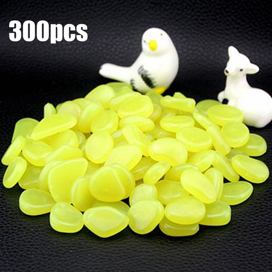 300pcs Glow in the Dark Garden Pebbles for Walkways Aquarium Decor Plants Luminous Stones